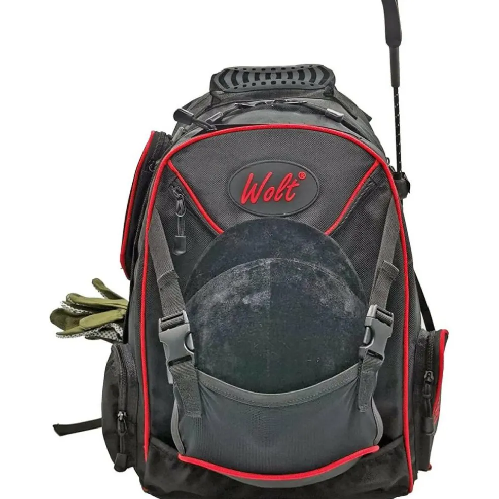 Avec porte-casque pour l’équitation, un sac avec plusieurs compartiments