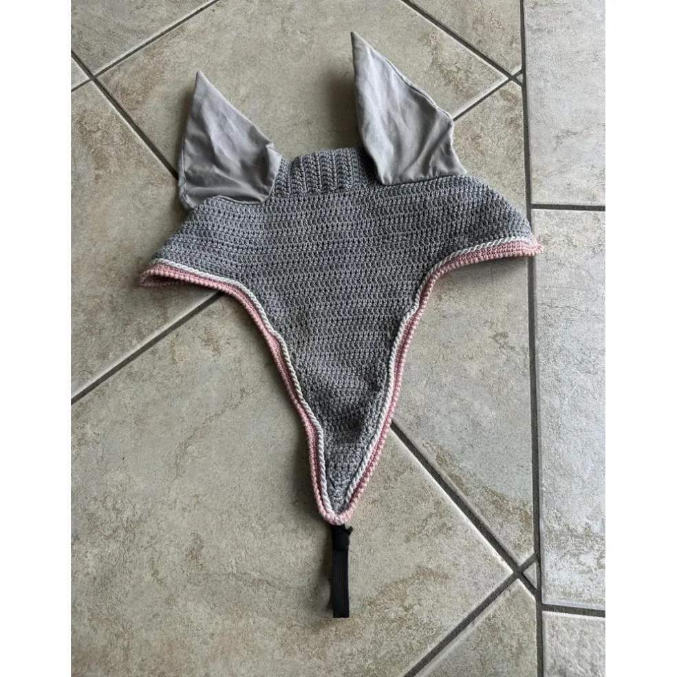 Bonnet long gris et rose