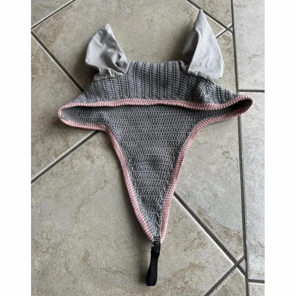Bonnet long gris et rose
