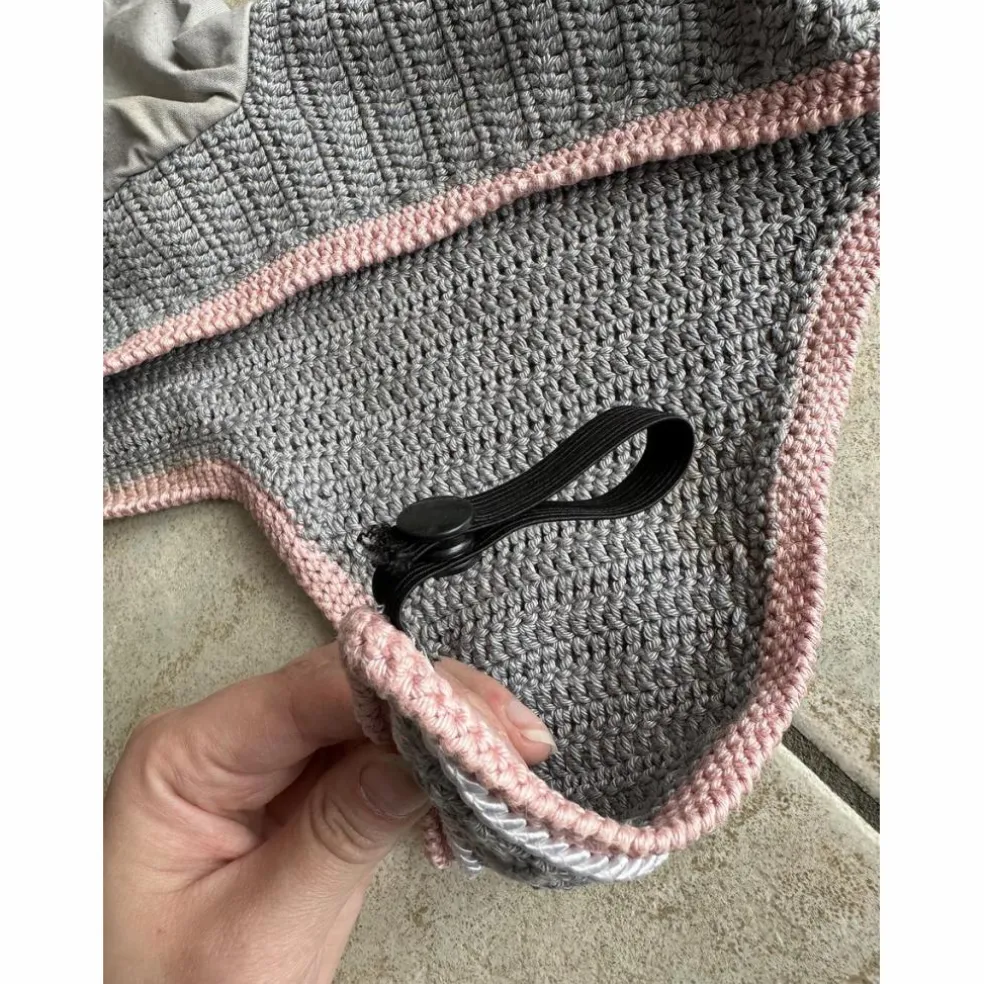 Bonnet long gris et rose