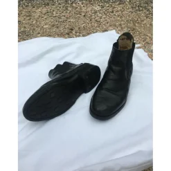 Boots en cuir noir sans lacets