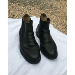Boots en cuir noir sans lacets