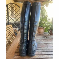 BOTTES NOIRES EN CUIR FABBRI POINTURE 39 AVEC EMBOUCHOIRS BOIS SUR MESURE