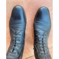 BOTTES NOIRES EN CUIR FABBRI POINTURE 39 AVEC EMBOUCHOIRS BOIS SUR MESURE