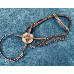 Bridon + rênes HFI master cuir havane poney