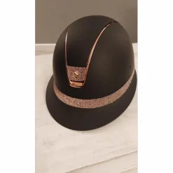 Casque d'équitation Miss Shield Shadowmatt Paint noir Crystal Fabric rose gold blason rose gold