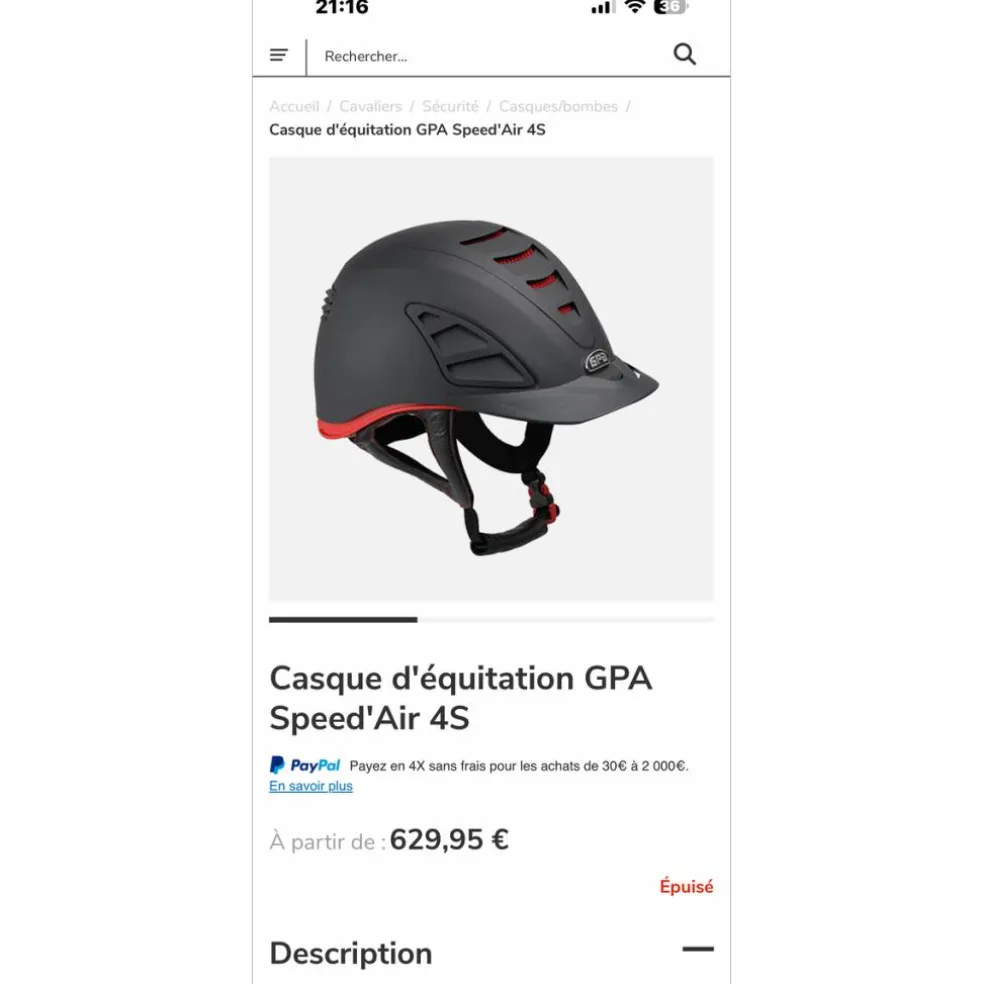 Casque GPA speed’air 4S taille CE 54