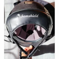 Casque samshield shadowmatt top alcantara, chrome noir blason Swarovski taille M