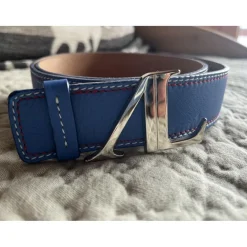 Ceinture AL cuir bleu azur