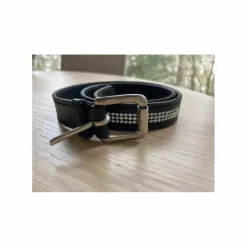 CEINTURE CUIR NOIR STRASS