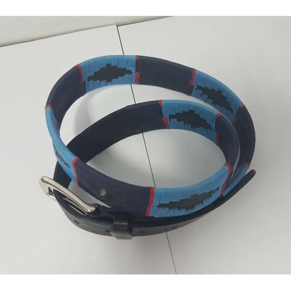 CEINTURE POLO PAMPEANO NOIRE ET BLEUE NEUVE T 90 CM