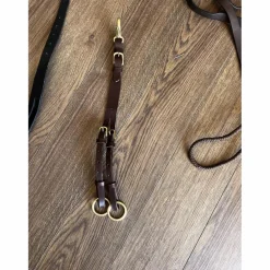 Collier de chasse cuir marron élastique beige Time Rider taille COB+ martingale