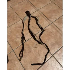Collier de chasse cuir marron élastique beige Time Rider taille COB+ martingale