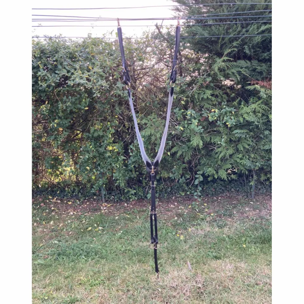 Collier de chasse Elastique Gris / Cuir Noir Stationata