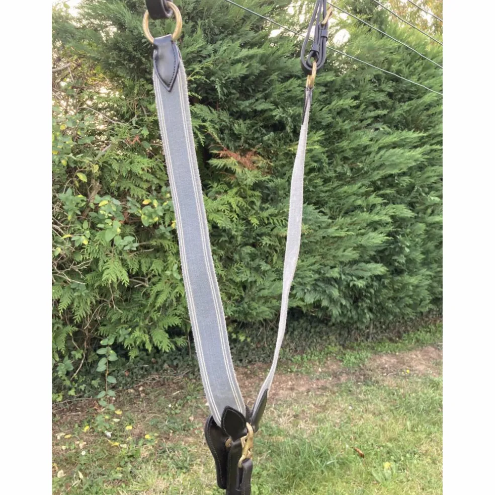Collier de chasse Elastique Gris / Cuir Noir Stationata