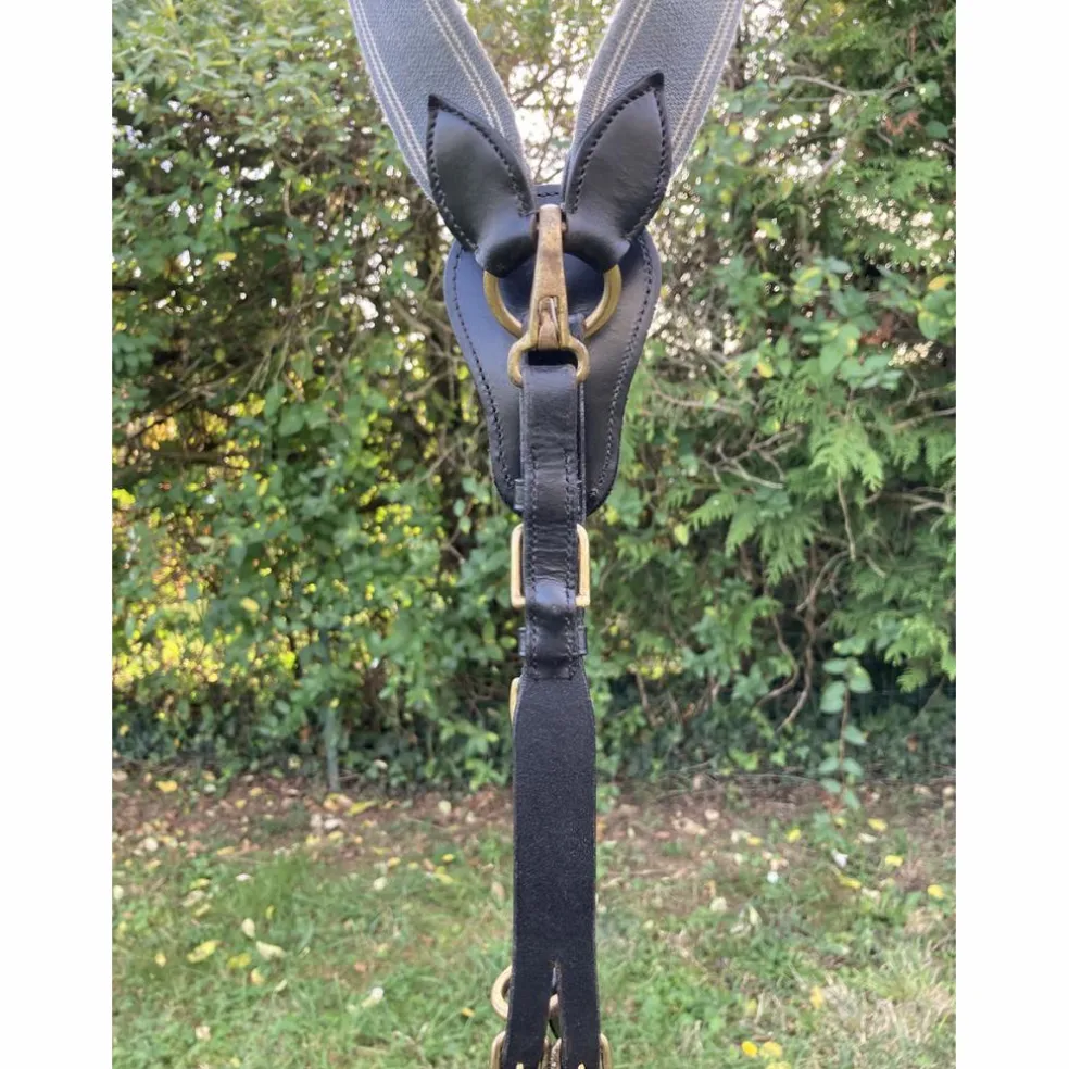 Collier de chasse Elastique Gris / Cuir Noir Stationata