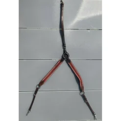 Collier de chasse poney - cuir marron/rouge