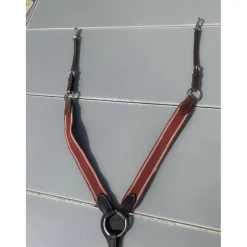 Collier de chasse poney - cuir marron/rouge