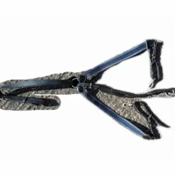 Collier de chasse T cob cuir noir gros élastiques larges bleu