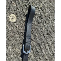 Collier de chasse T cob cuir noir gros élastiques larges bleu