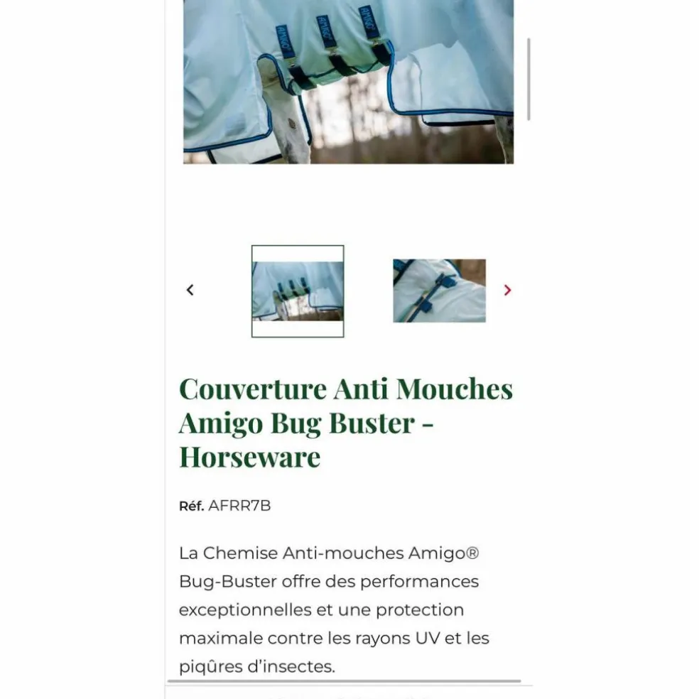 Couverture anti mouches/dermite/UV Horseware