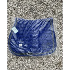 ENSEMBLE bonnet + tapis bleu roi avec liseré argent