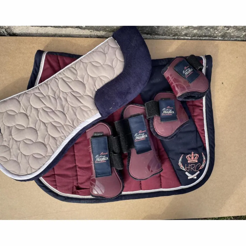 Ensemble complet bordeaux et bleu taille cheval