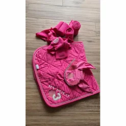 Ensemble dressage HV Polo rose tapis-bonnet-bandes