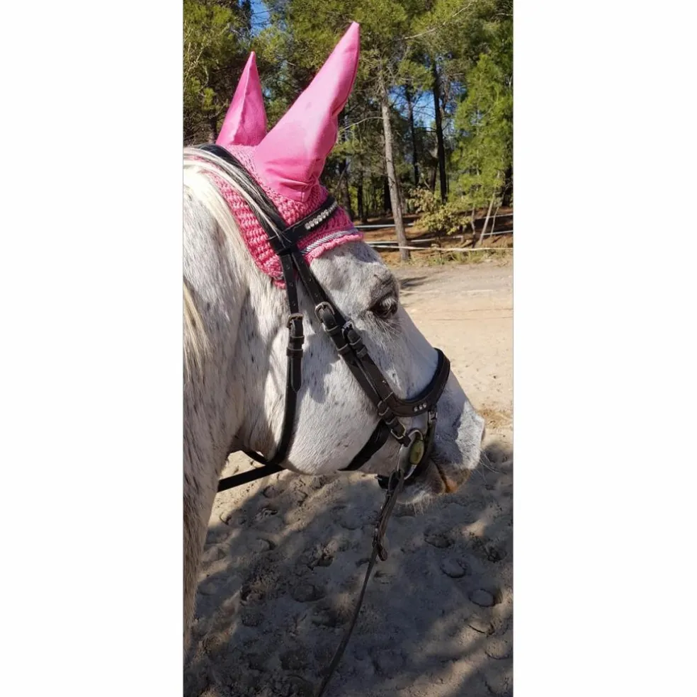 Ensemble dressage HV Polo rose tapis-bonnet-bandes