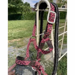 Ensemble licol+longe Fouganza rose poney