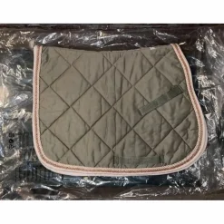 Ensemble poney tapis brodé "Elise" et bonnet vert amande HFI