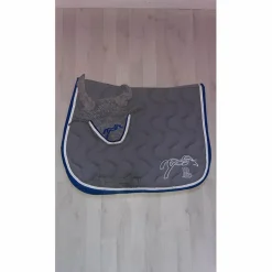 Ensemble tapis bonnet Pénélope gris et bleu roi
