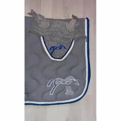 Ensemble tapis bonnet Pénélope gris et bleu roi