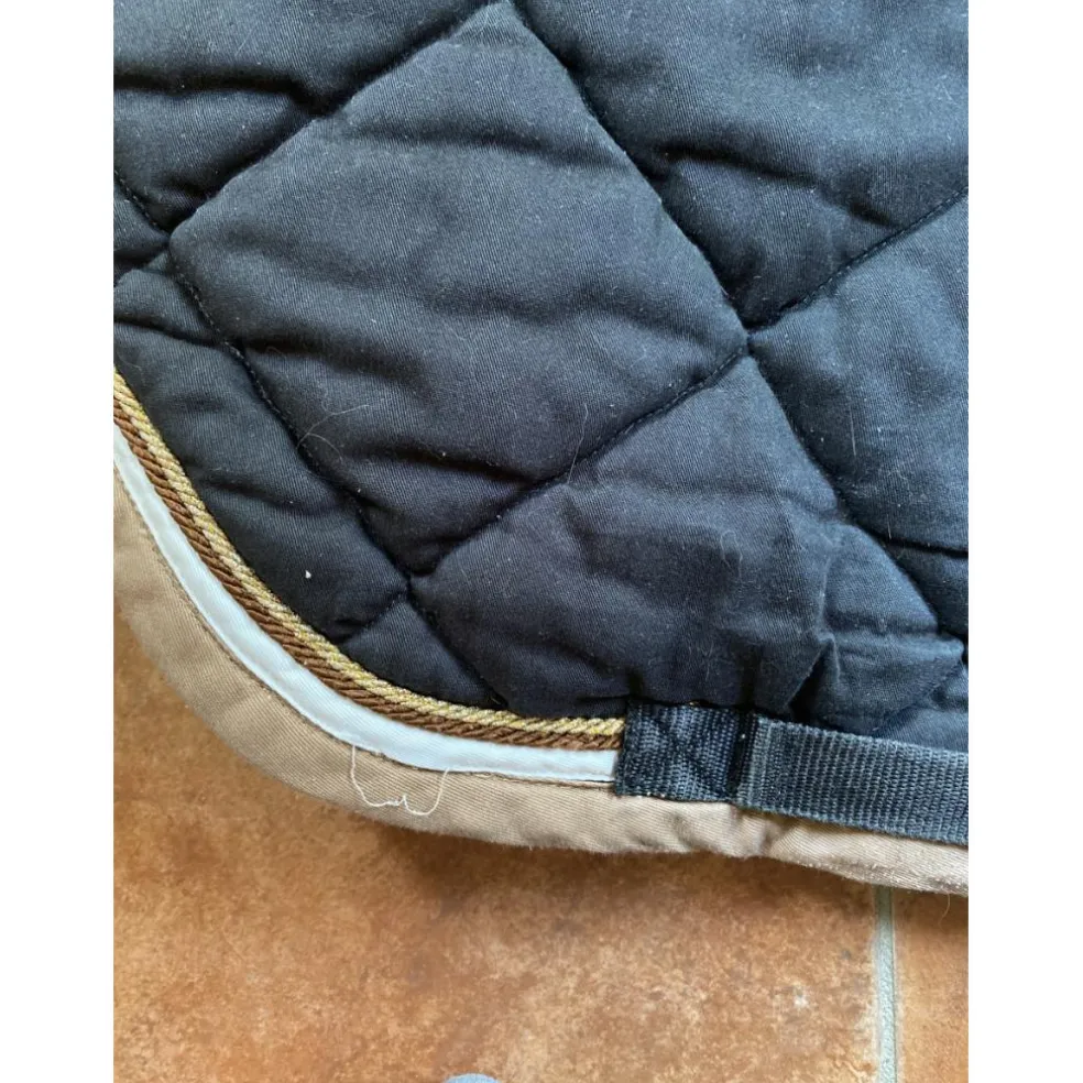 ensemble tapis de selle et bonnet noir et beige sport