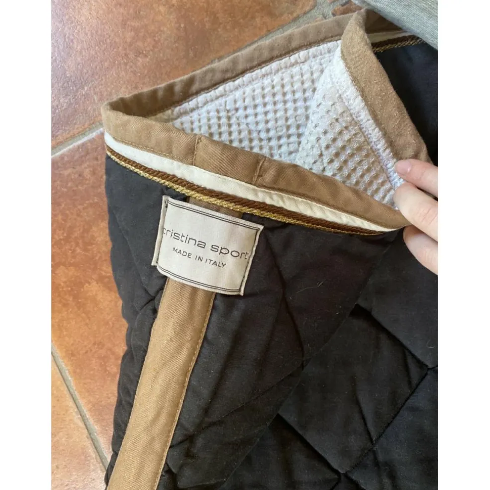 ensemble tapis de selle et bonnet noir et beige sport