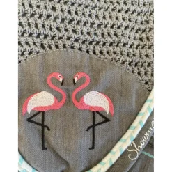 Ensemble tapis/bonnet flamand rose
