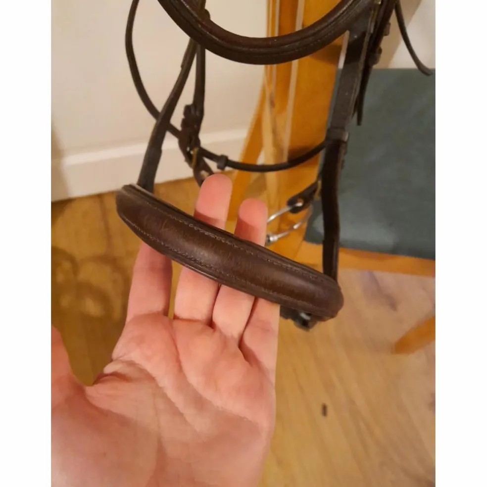 Filet bridon cuir marron cheval