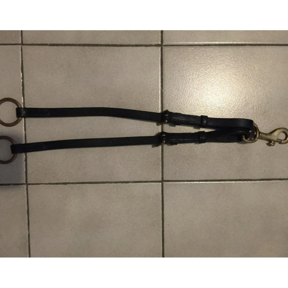 Fourche de martingale réglable en cuir noir