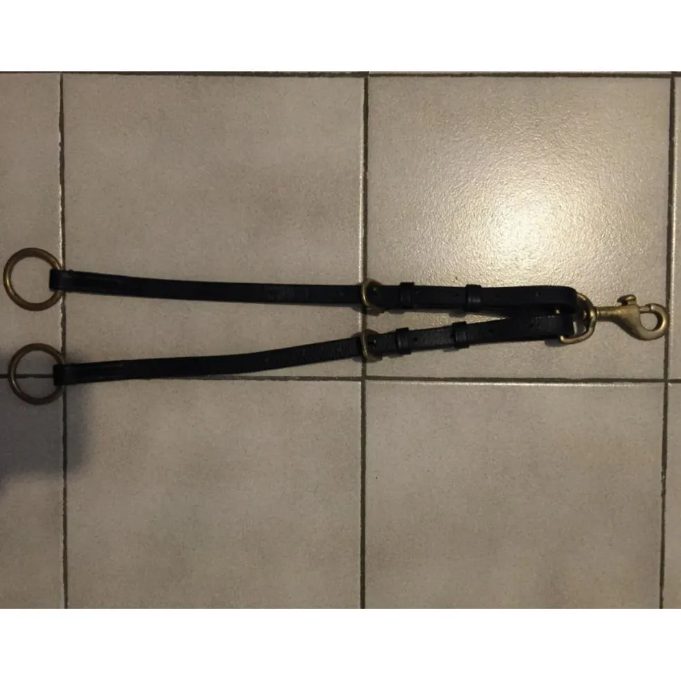 Fourche de martingale réglable en cuir noir