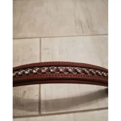 Frontal cheval cuire strass rose PROTANNER