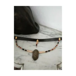 Frontal cuir et perles
