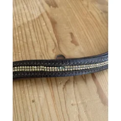 Frontal strass cuir gras double poney