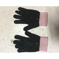 Gants marron et rose