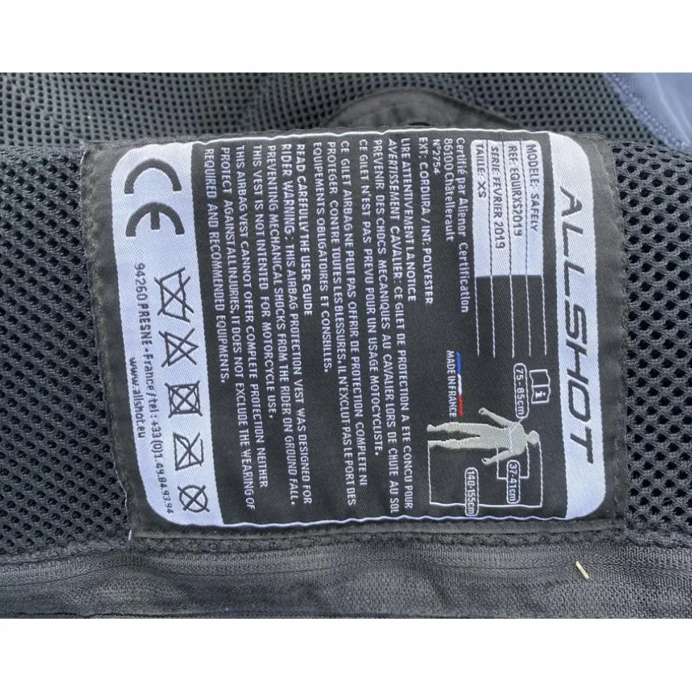 Gilet airbag Allshot Safely taille XS