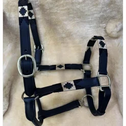 Licol en Cuir Artisanal "LD Black" | Bouclerie Inox & Détails Or