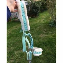 Licol et Longe bleus avec fausse fourrure
