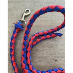 Longe de licol tressée bleu et rouge