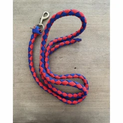 Longe de licol tressée bleu et rouge