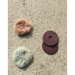 Lot de 2 muselaines rose et bleu et rondelles violette