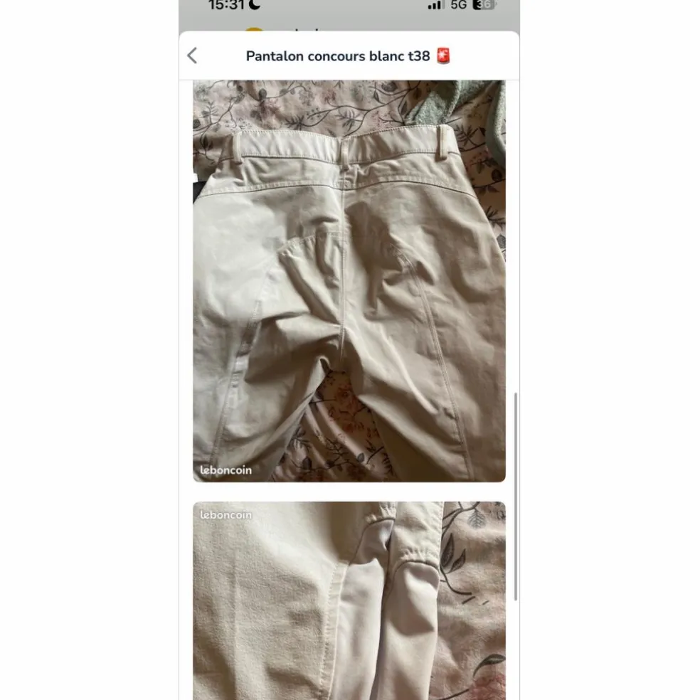 Pantalon de concours blanc equitheme taille 38 full gripp